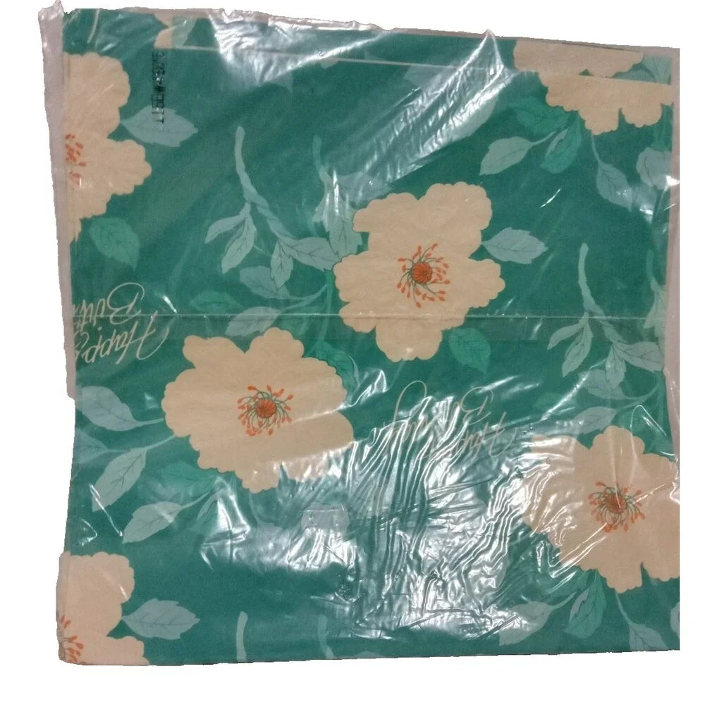 Vintage Hallmark Birthday Wrapping Paper 2 Sheet 1 Ft. X 28 Inches Green White